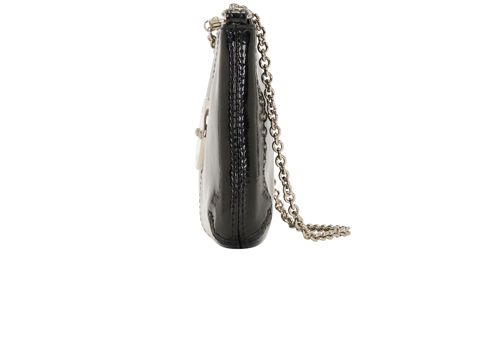 Charlie Pochette, &pound;95, Handbags, Black, Patent Leather, Bottom view